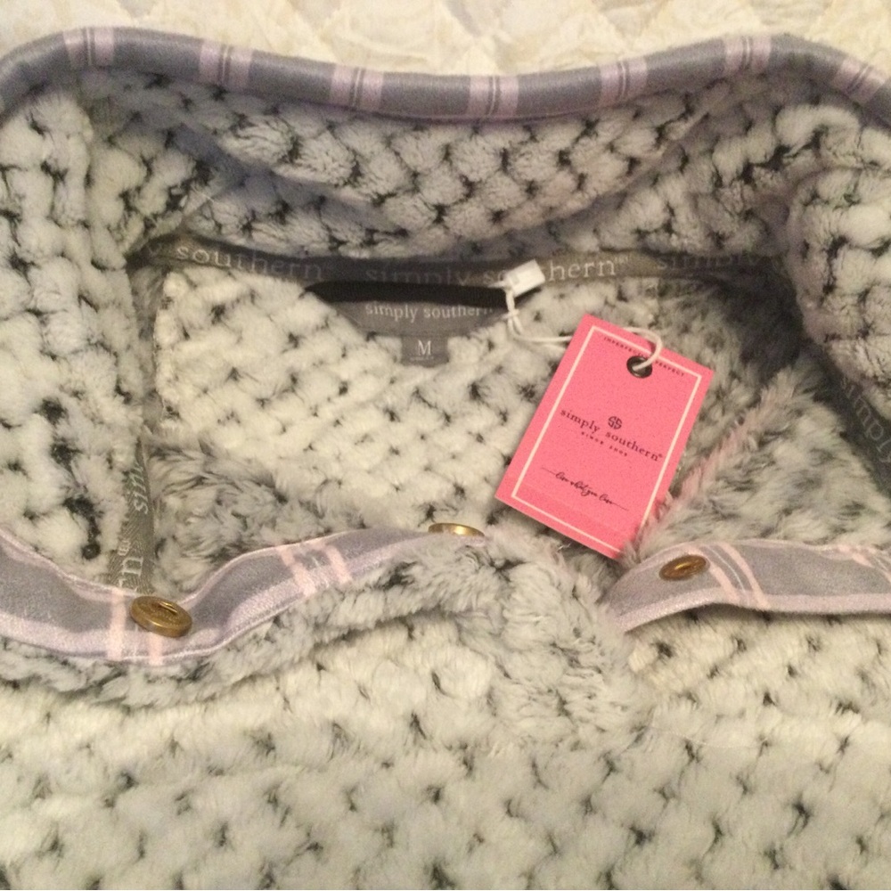 Simply Southern Fleece Pullover in Gray and Pink